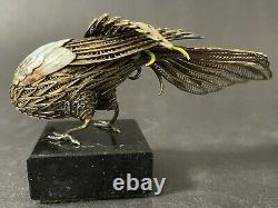 Antique Imperial Russian Enameled 88 Silver Bird Figurine