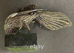 Antique Imperial Russian Enameled 88 Silver Bird Figurine