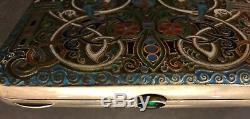 Antique Imperial Russian Enameled Gilded Silver Cigarette Case