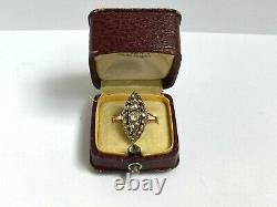 Antique Imperial Russian Faberge 14k 56 AT Gold Rose Cut Diamonds Ring Author's