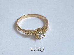 Antique Imperial Russian Faberge 14k 56 AT Rose Gold Diamond Ring Author`s Exl