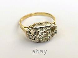 Antique Imperial Russian Faberge 14k 56 Gold Big Diamond Ring Author's work