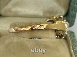 Antique Imperial Russian Faberge 14k 56 Gold Big Diamond Ring Author's work