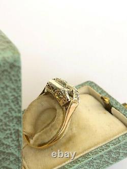 Antique Imperial Russian Faberge 14k 56 Gold Big Diamond Ring Author's work