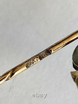 Antique Imperial Russian Faberge 14k 56 Gold Diamond Crown Stick Pin Brooch 2