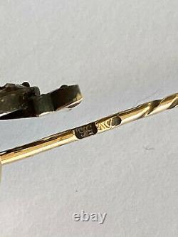 Antique Imperial Russian Faberge 14k 56 Gold Diamond Crown Stick Pin Brooch 2