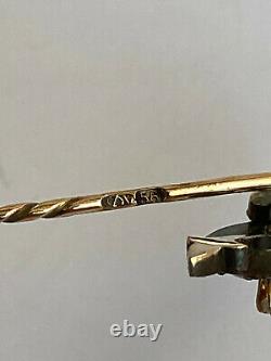 Antique Imperial Russian Faberge 14k 56 Gold Diamond Crown Stick Pin Brooch 2