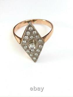 Antique Imperial Russian Faberge 14k 56 Gold Diamond Ring Author's work