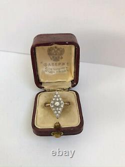 Antique Imperial Russian Faberge 14k 56 Gold Diamond Ring Author's work