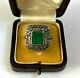 Antique Imperial Russian Faberge 14k 56 Gold Diamonds & Emerald Author`s Ring