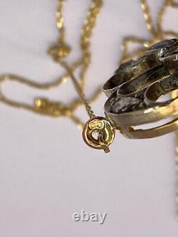 Antique Imperial Russian Faberge 14k 56 Gold Natural Diamond Pendant Necklace KF