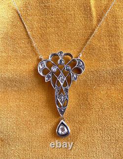 Antique Imperial Russian Faberge 14k 56 Gold Natural Diamond Pendant Necklace KF