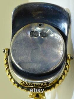 Antique Imperial Russian Faberge 14k gold, silver Guard Helmet locket. Erik Kolin