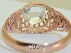 Antique Imperial Russian Faberge 14k red gold & 1ct Diamond ring by Erik Kollin