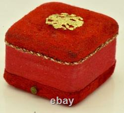 Antique Imperial Russian Faberge 14k red gold, Enamel & 2.5ct Diamonds ring. Boxed