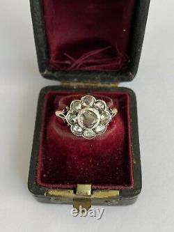 Antique Imperial Russian Faberge 18k 72 AT Gold Silver Diamond Ring Author's