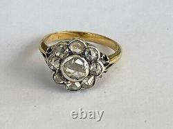 Antique Imperial Russian Faberge 18k 72 AT Gold Silver Diamond Ring Author's