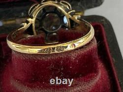 Antique Imperial Russian Faberge 18k 72 AT Gold Silver Diamond Ring Author's