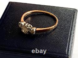 Antique Imperial Russian Faberge 18k 72? Diamonds Ladies Ring Author`s