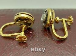 Antique Imperial Russian Faberge 18k 72 Gold 1.5ct Diamonds Ring Earrings Set