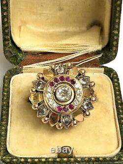 Antique Imperial Russian Faberge 18k 72 Gold Diamond Ruby Ring Author's work