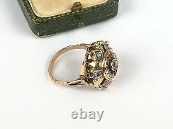 Antique Imperial Russian Faberge 18k 72 Gold Diamond Ruby Ring Author's work