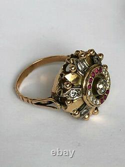 Antique Imperial Russian Faberge 18k 72 Gold Diamond Ruby Ring Author's work