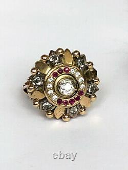 Antique Imperial Russian Faberge 18k 72 Gold Diamond Ruby Ring Author's work