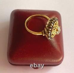 Antique Imperial Russian Faberge 18k 72 Gold Garnets Diamond Ring Author