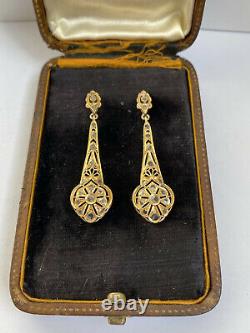 Antique Imperial Russian Faberge 18k 72? Gold Natural Diamond Stone Earrings y