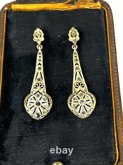 Antique Imperial Russian Faberge 18k 72? Gold Natural Diamond Stone Earrings y
