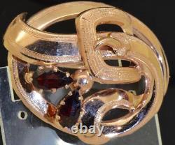 Antique Imperial Russian Faberge 18k Gold Garnets Love Brooch by A. Hollming Box