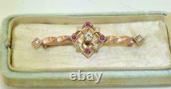 Antique Imperial Russian Faberge 18k rose gold, Diamonds&Ruby brooch. A. Thielemann