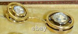 Antique Imperial Russian Faberge 1.6ct Diamonds 18k gold earrings set in box