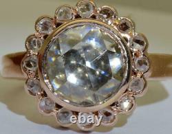 Antique Imperial Russian Faberge 2.5ct central Diamond, 18k gold engagement ring