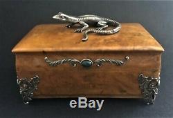 Antique Imperial Russian Faberge 84 Silver/Wood Vanity Box