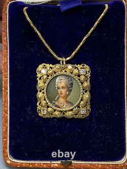 Antique Imperial Russian Faberge A. H. 18k 72 Gold Diamond Necklace Gift Pendant