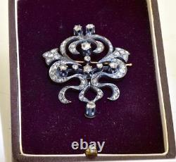 Antique Imperial Russian Faberge Brooch 18k Gold 2.5ct Diamonds c1890's Boxed