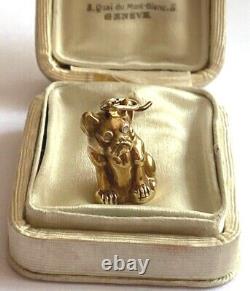 Antique Imperial Russian Faberge Dog Sculpture 14k 56 Gold Diamonds IP