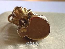 Antique Imperial Russian Faberge Dog Sculpture 14k 56 solid Gold Diamonds I. P