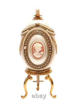 Antique Imperial Russian Faberge Egg Natural Egg 24k Gold CAmeo Photo Music egg Antique Imperial Russian Faberge Egg Natural Egg 24k Gold CAmeo Photo Music egg