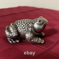 Antique Imperial Russian Faberge Jewelled 84 Silver Garnet Frog Figurine EXCLNT