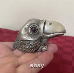 Antique Imperial Russian Faberge Jewelled 88 Silver Garnet Eagle Bird Figurine