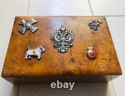 Antique Imperial Russian Faberge Jewelled Karelian Birch Wood Cigar Case c1890's