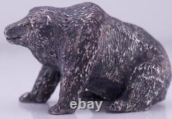 Antique Imperial Russian Faberge Jewelled Silver Bear Figurine Diamond Eyes