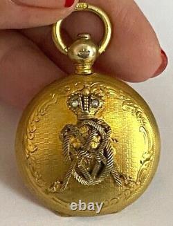 Antique Imperial Russian Faberge KF/? Silver 84 Gilded Diamonds Locket Pendant