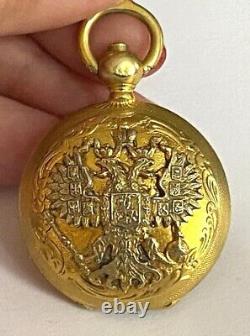 Antique Imperial Russian Faberge KF/? Silver 84 Gilded Diamonds Locket Pendant