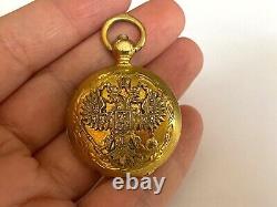 Antique Imperial Russian Faberge KF/? Silver 84 Gilded Diamonds Locket Pendant