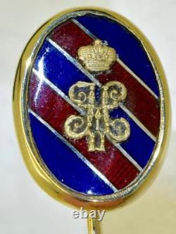 Antique Imperial Russian Faberge Lapel Pin14k Gold Enamel-Officer's Award-Boxed