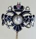 Antique Imperial Russian Faberge Lapel Pin 14K Gold Enamel 1.5ct Diamonds Ruby